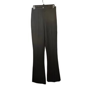 L'Academie Los Angeles Women High Waist Pintuck Stretchy Flare Leg Pants Black S